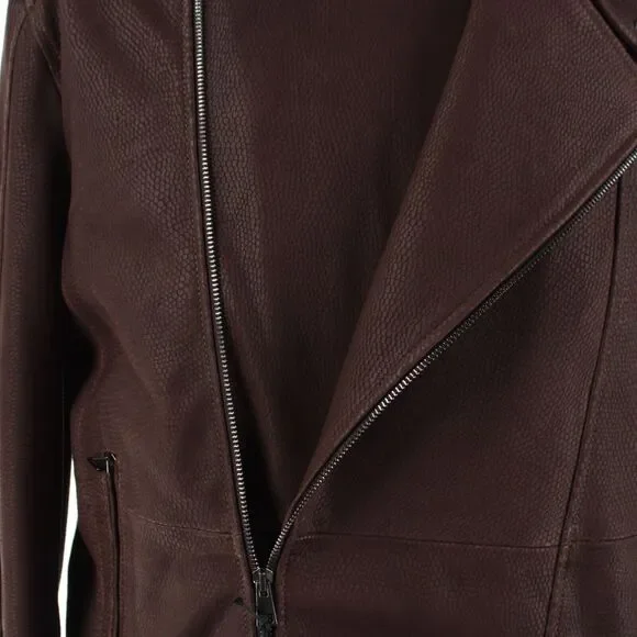 Latini NWT 100% Leather Asymmetrical Jacket Size 54 (XL US) In Brown